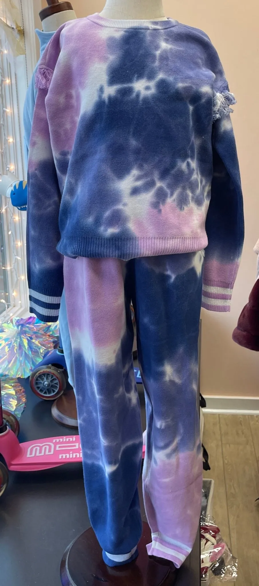 Design History Girls Ruffled Tie-Dye Knit Sweatshirt & Pants Set