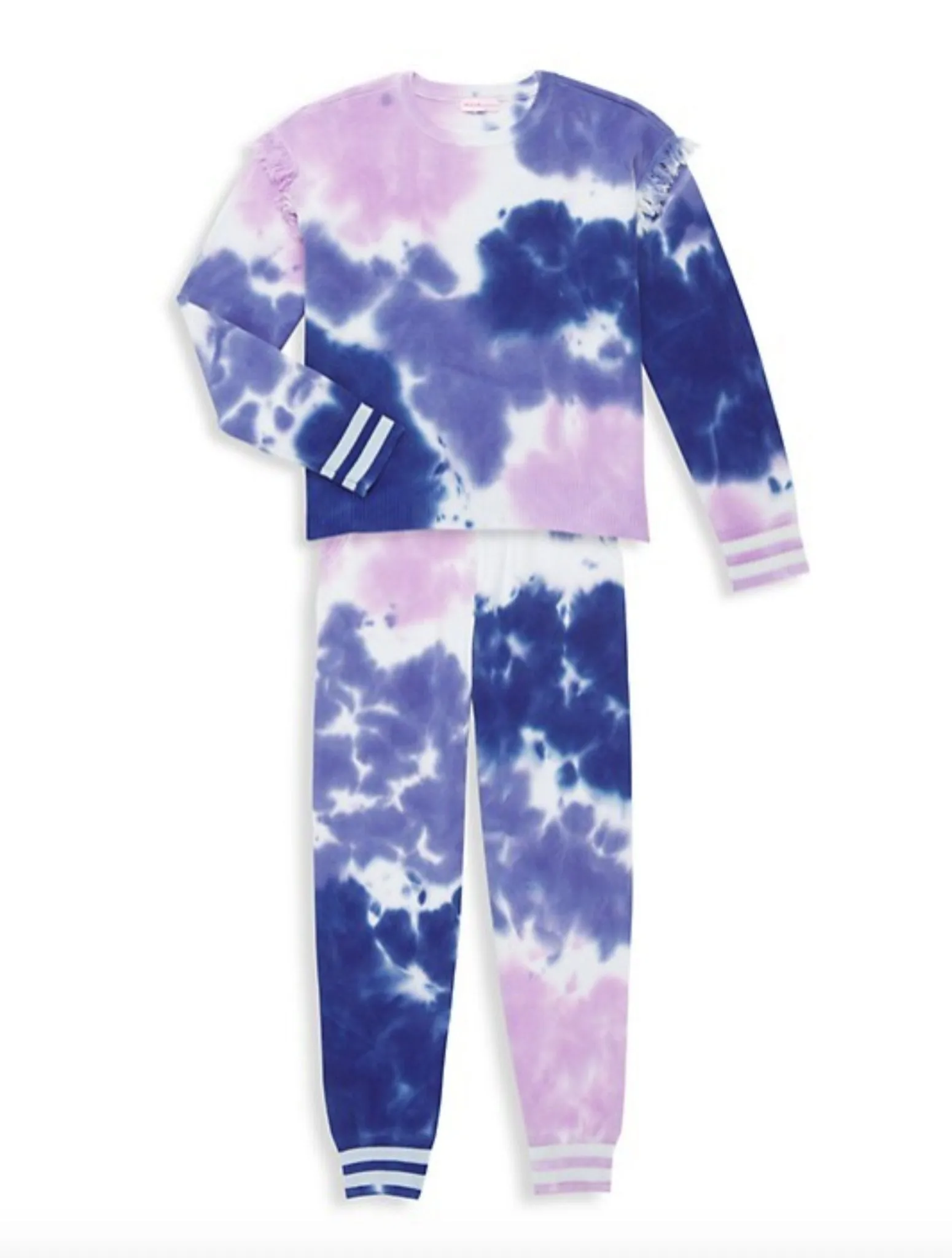 Design History Girls Ruffled Tie-Dye Knit Sweatshirt & Pants Set