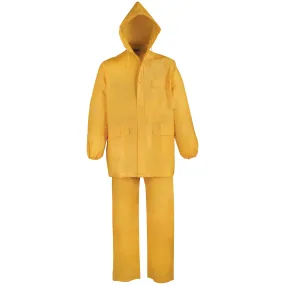 Diamondback 8127XL Rain Suit, XL, 30-1/2 in Inseam, PVC, Yellow, Drawstring Collar, Zipper with Storm Flap Closure