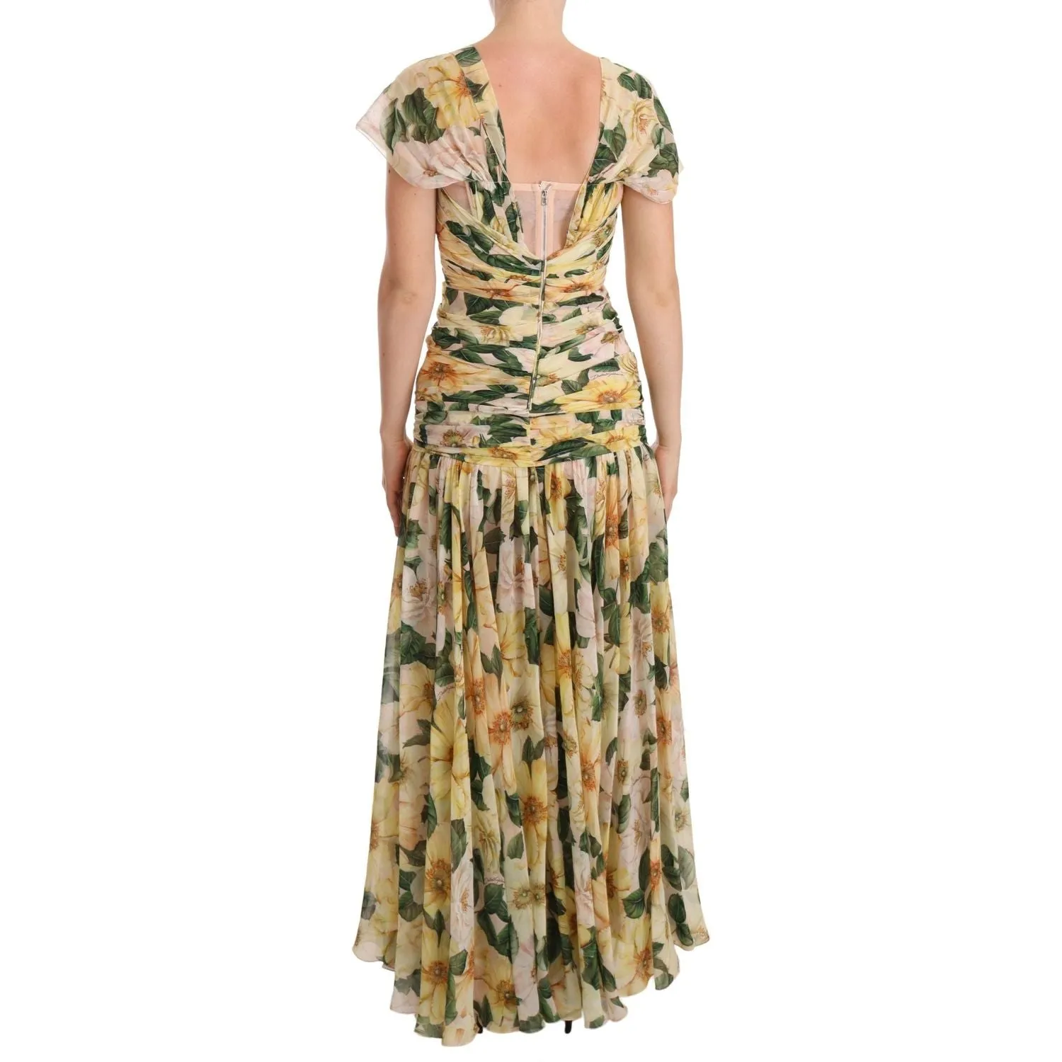 Dolce & Gabbana Floral Elegance Silk Pleated Maxi Dress