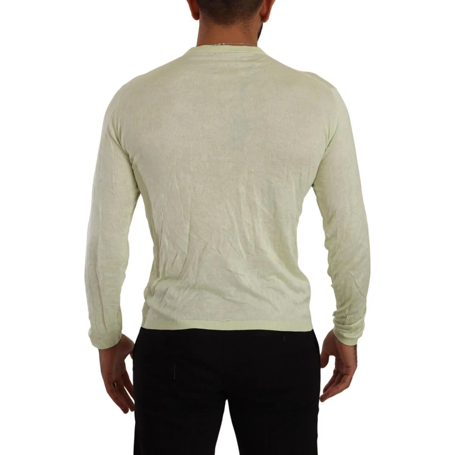 Domenico Tagliente Elegant Silk V-Neck Pullover Sweater