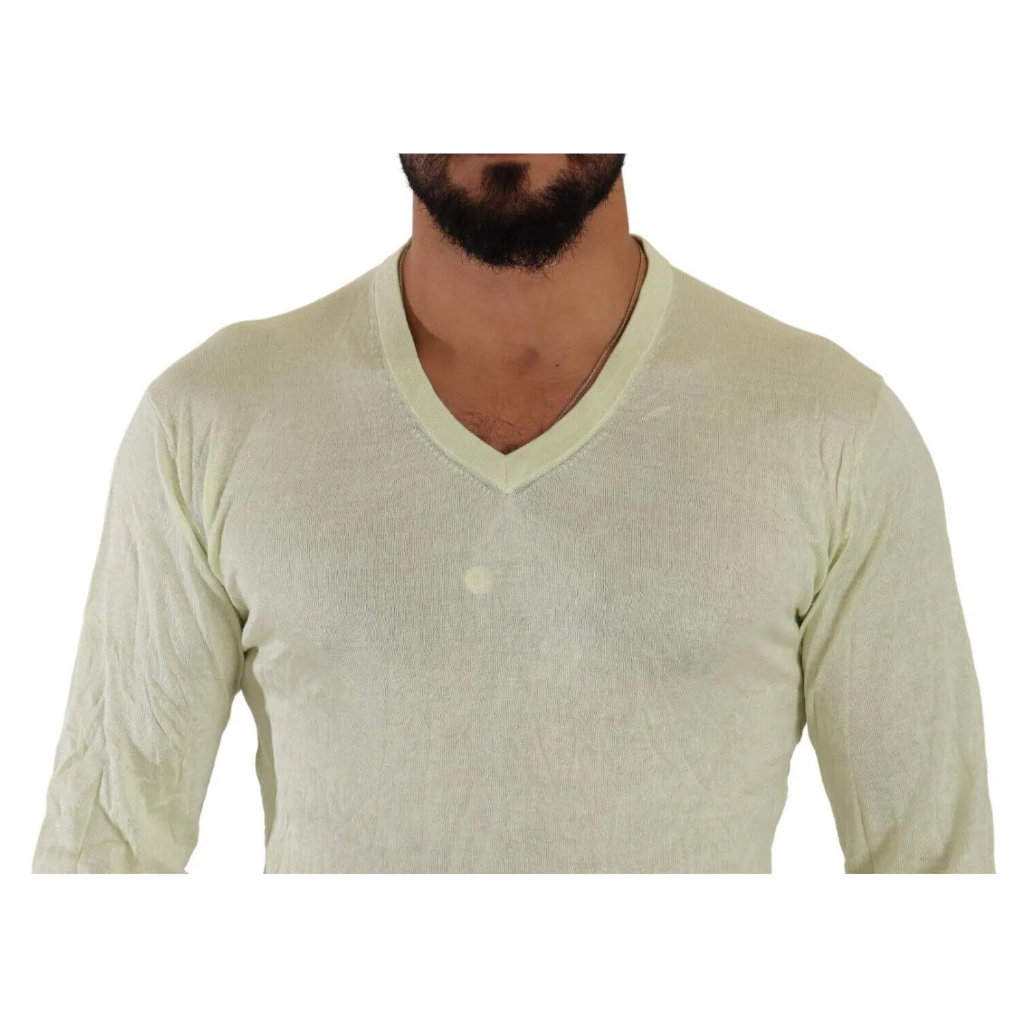 Domenico Tagliente Elegant Silk V-Neck Pullover Sweater