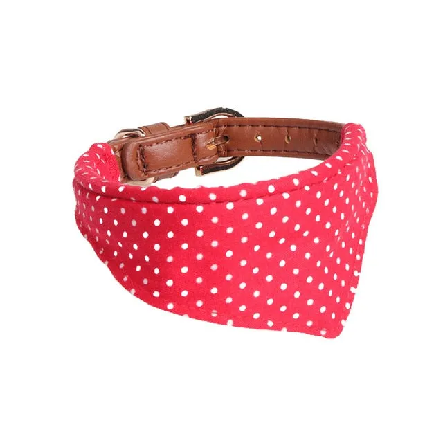 Dot Small Dog Collar Bandana Soft Leather Dog Leash Cute Bow Cat Collar Pet Teacup Chihuahua Collar Leash Lead