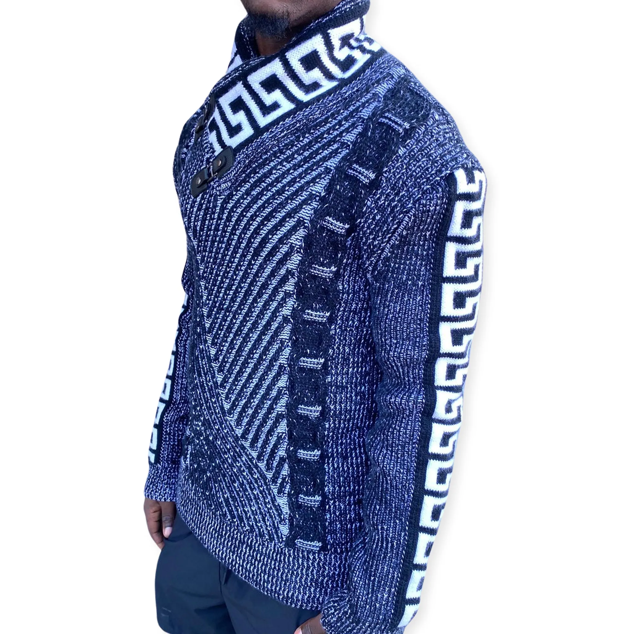 [Drake] Black Shawl Collar Pull Over Sweater