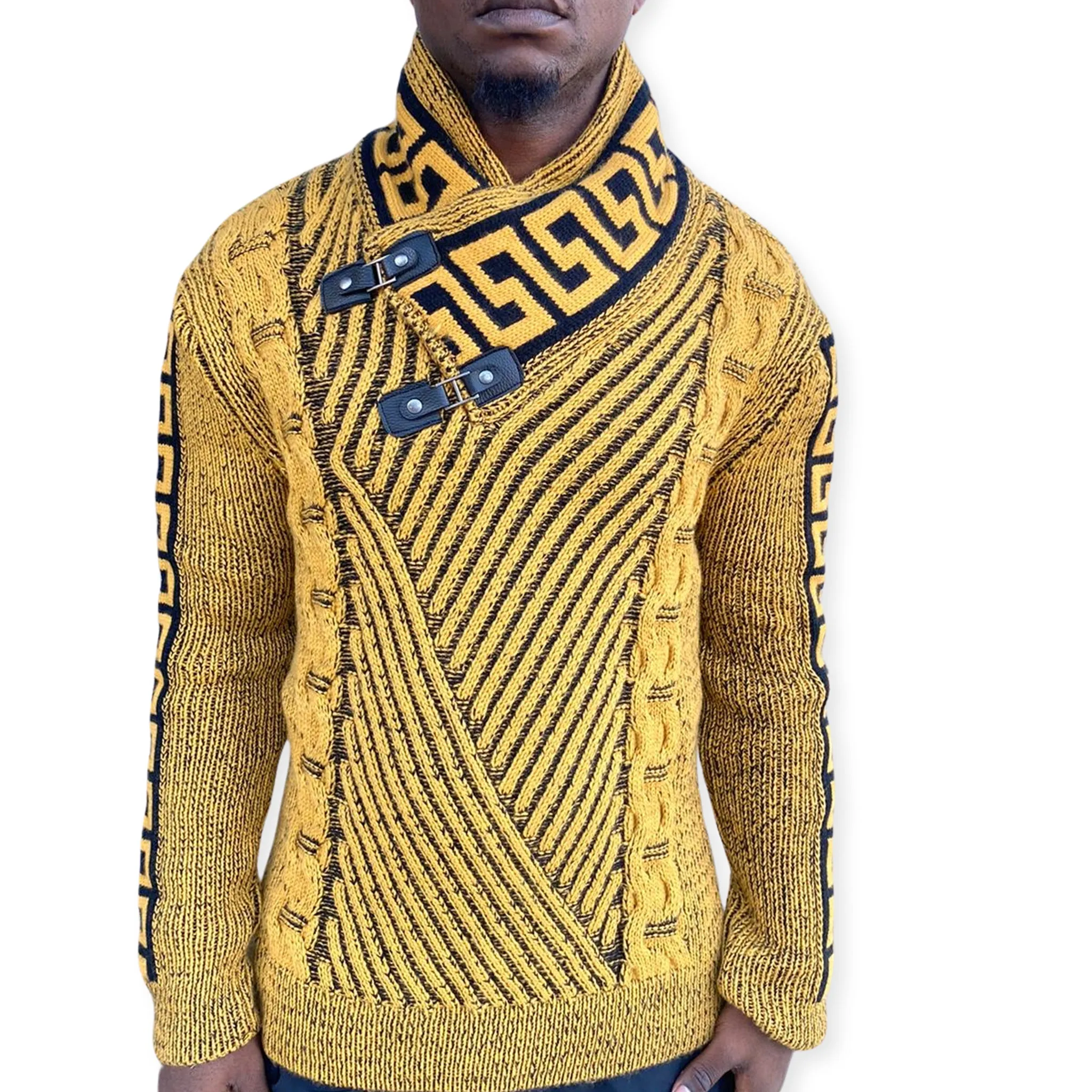 [Drake] Mustard Shawl Collar Pull Over Sweater