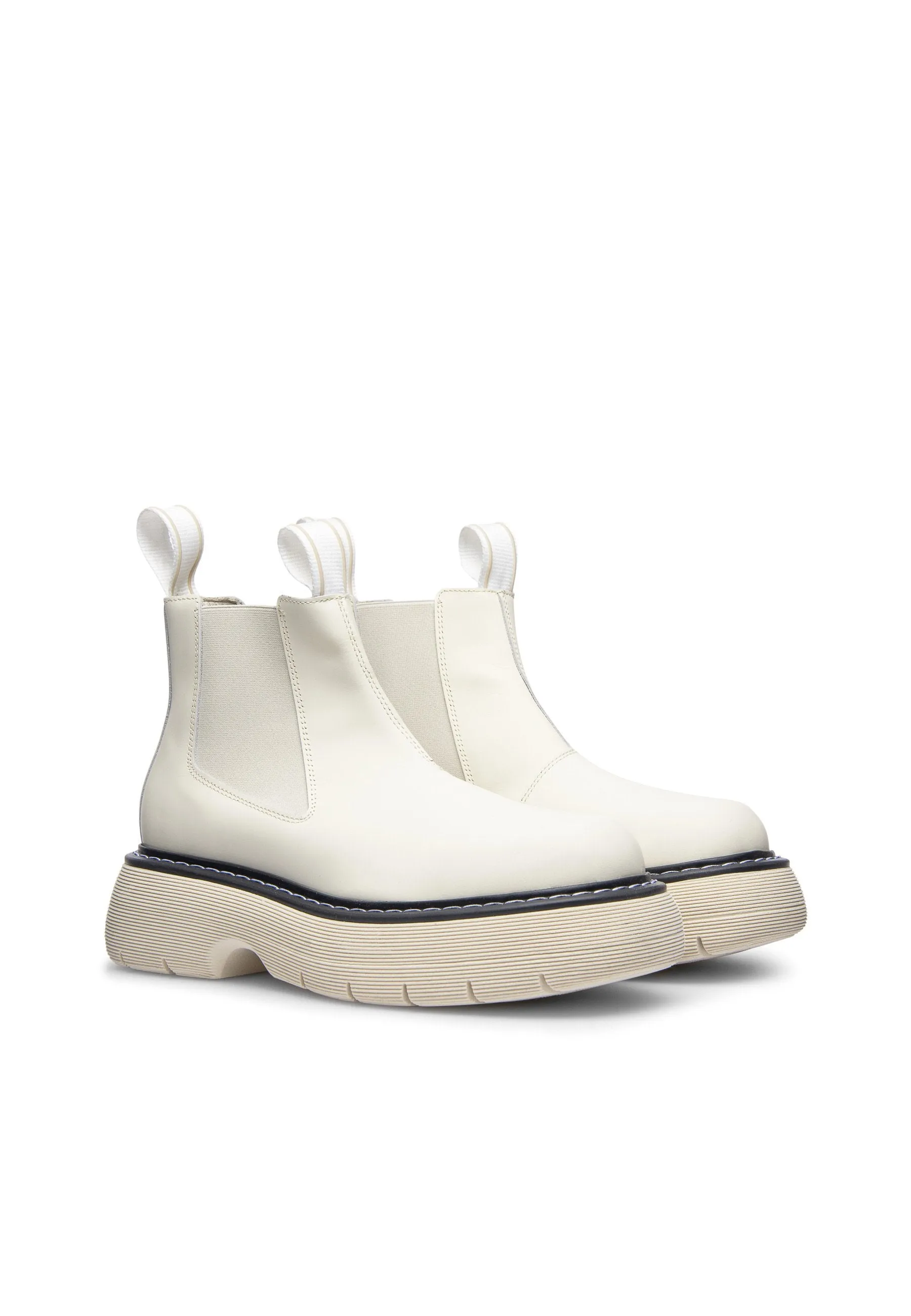 Ella Off White Leather Chelsea Boots