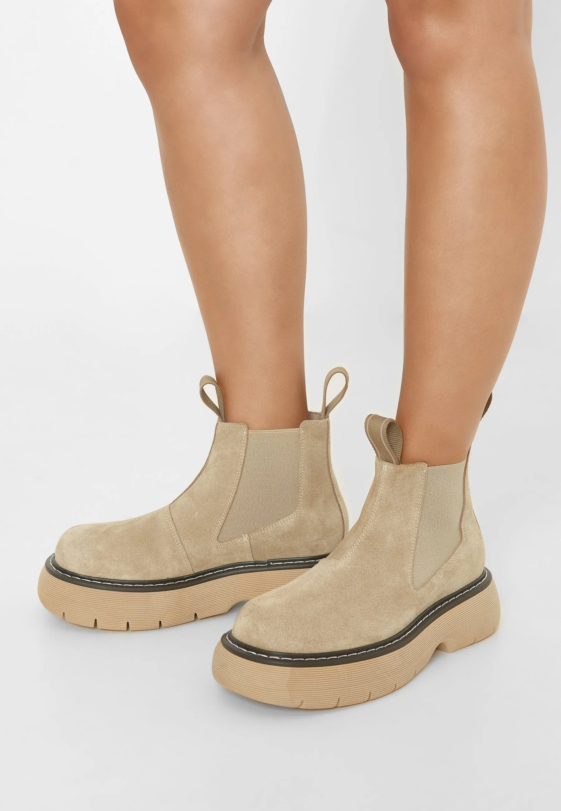 Ella Sand Suede Leather Chelsea Boots