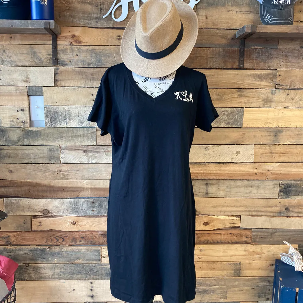 Embroidered Monogram T-shirt Dress