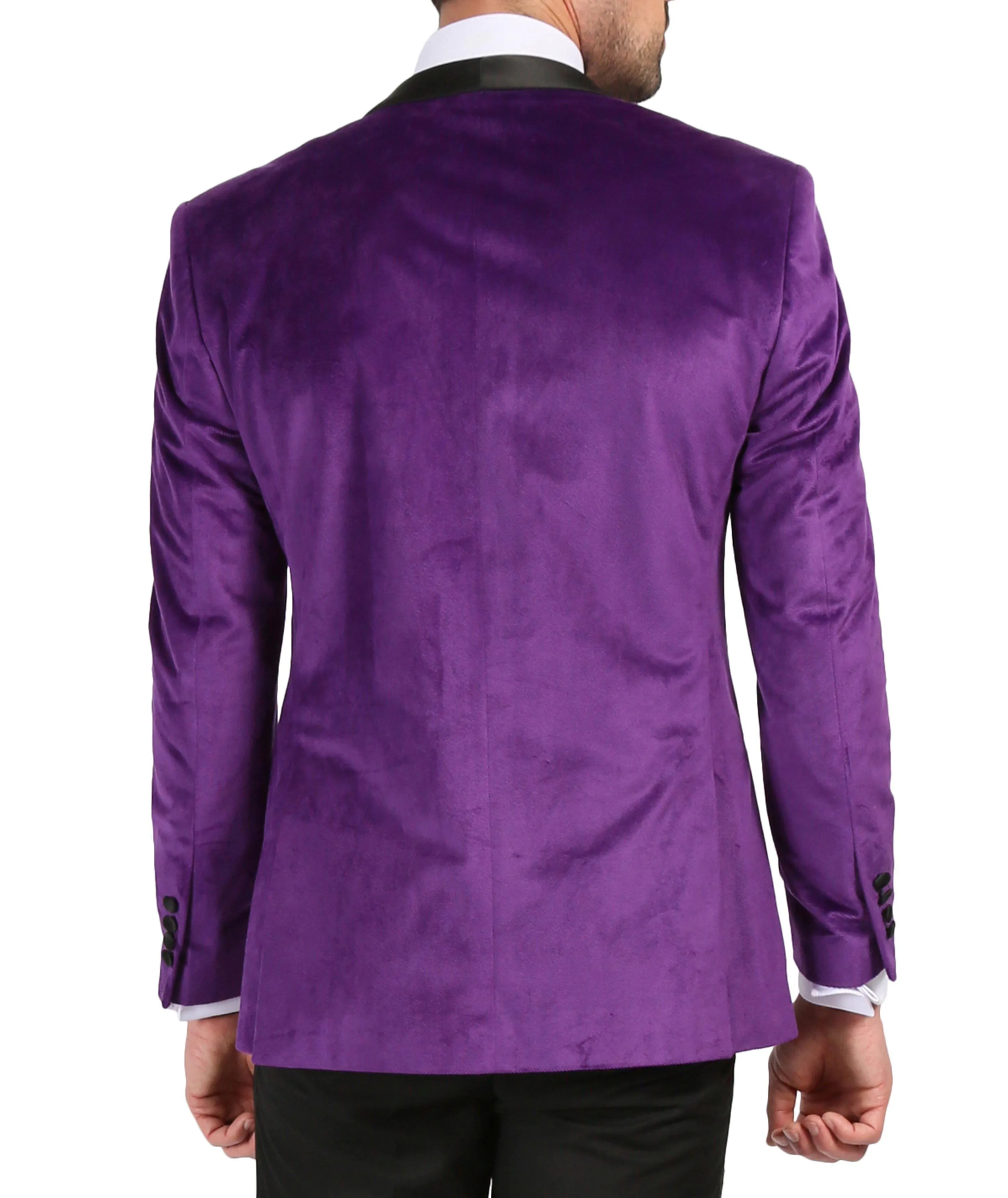 Enzo Collection-Purple Slim Fit Velvet Shawl Tuxedo Blazer