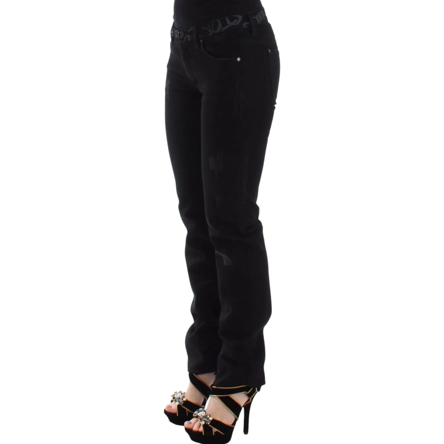 Ermanno Scervino Chic Black Skinny Statement Jeans