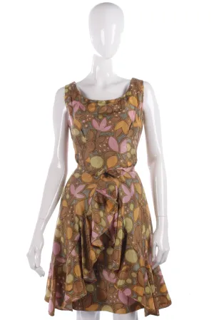 Fabulous 1950's silk floral dress with detachable skirt