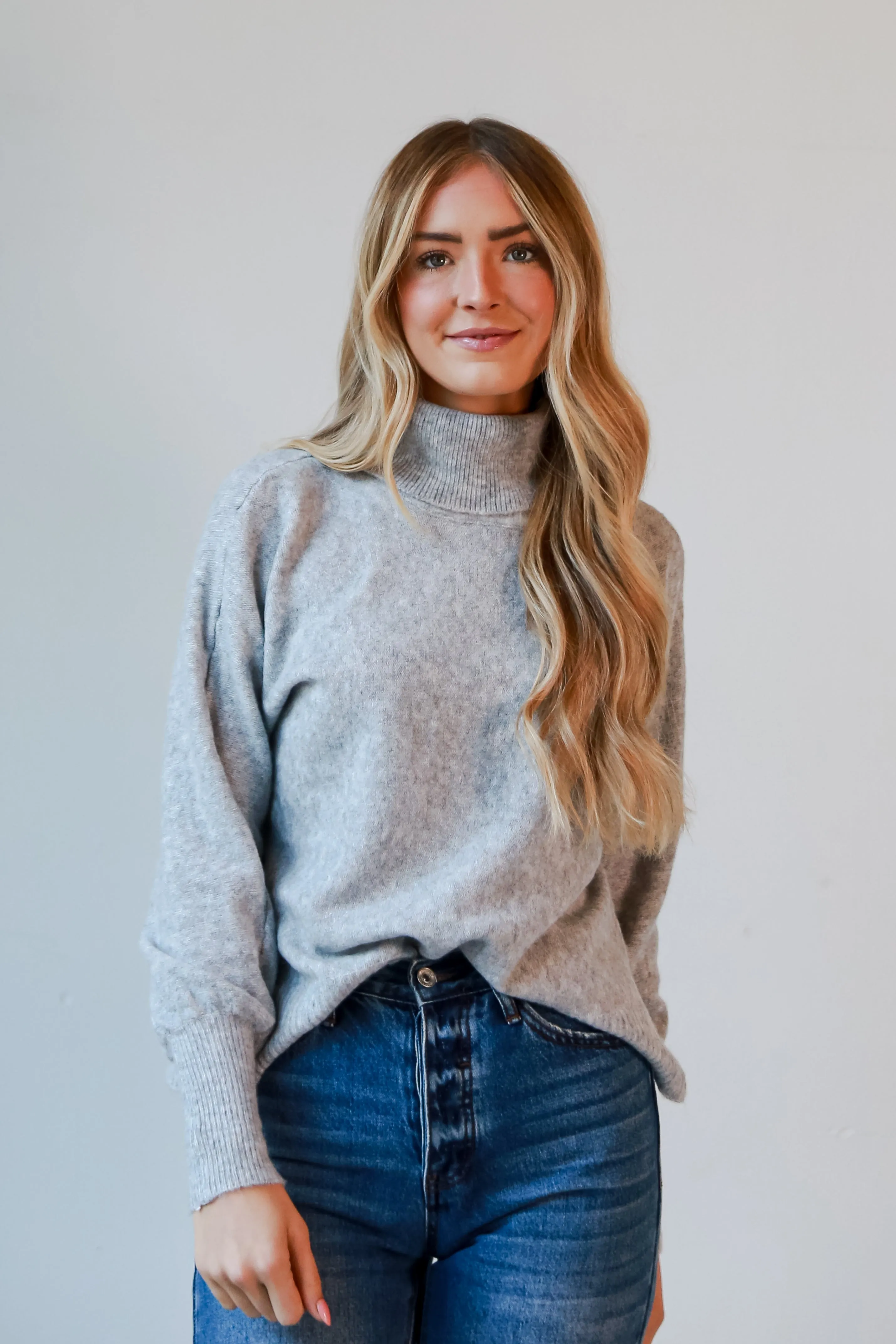 FINAL SALE - Jordan Heather Grey Turtleneck Sweater - DOORBUSTER