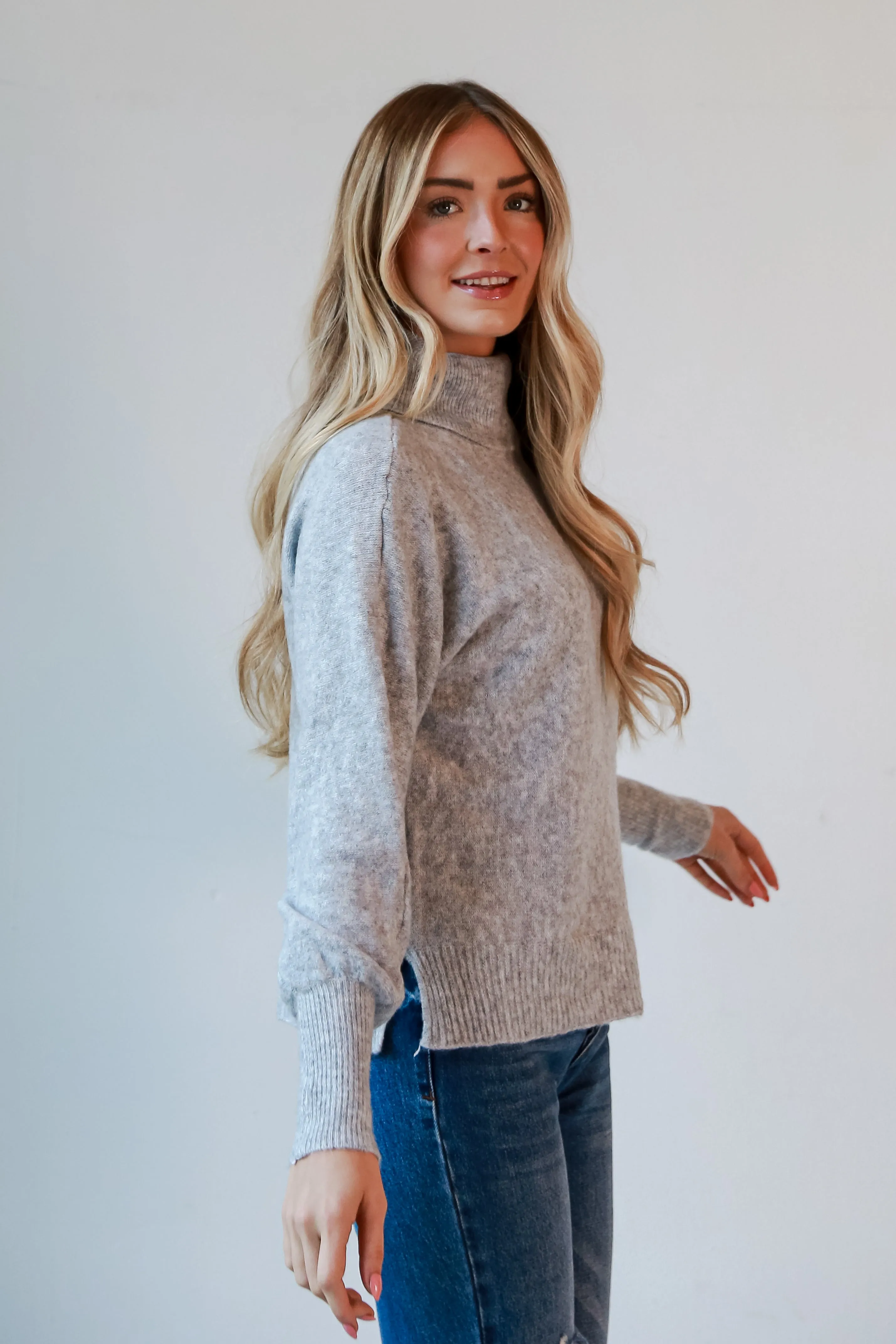 FINAL SALE - Jordan Heather Grey Turtleneck Sweater - DOORBUSTER