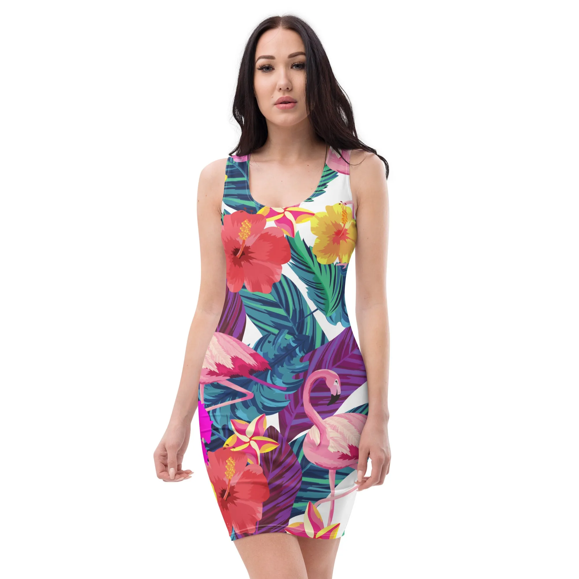 Flamingos Floral Bodycon Dress