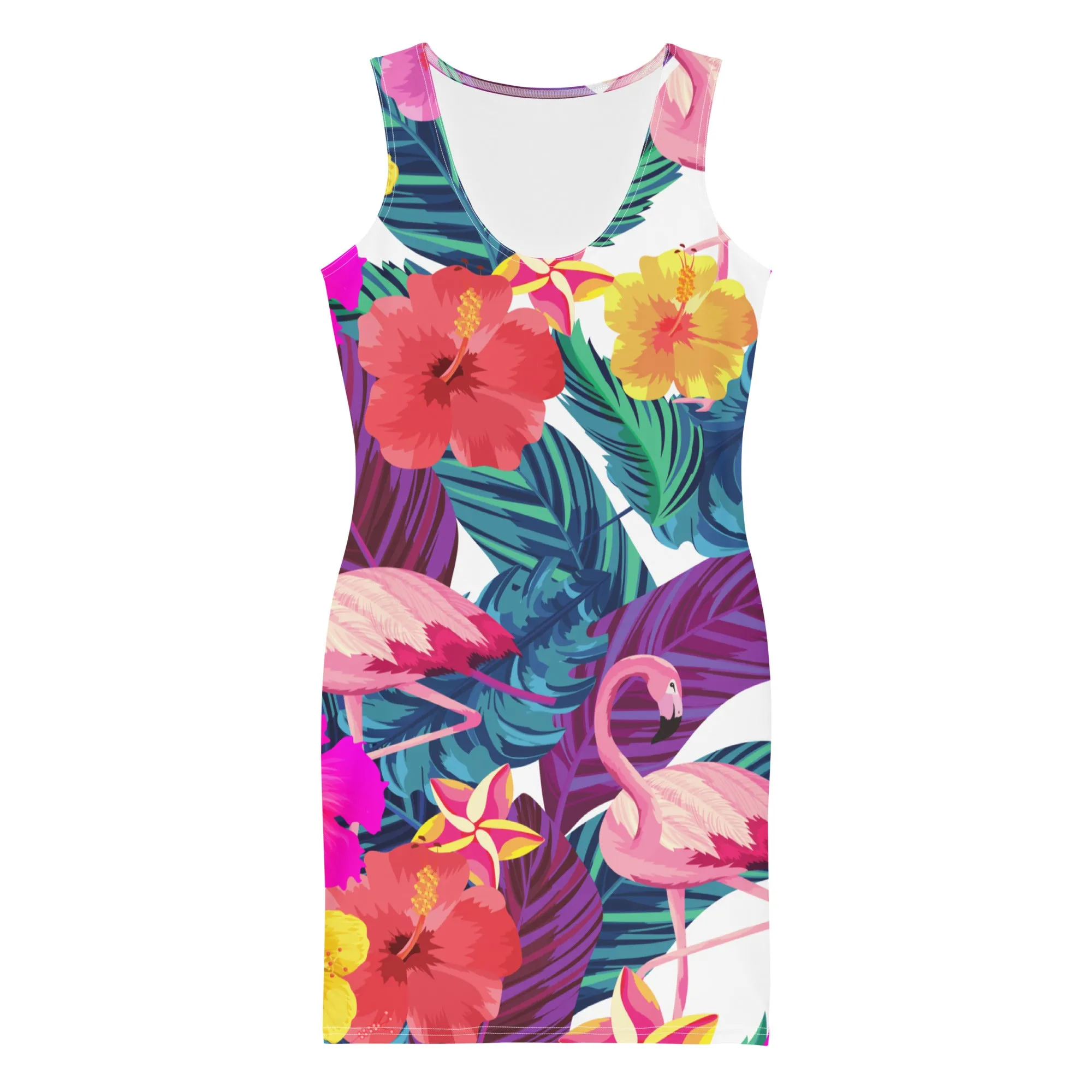 Flamingos Floral Bodycon Dress