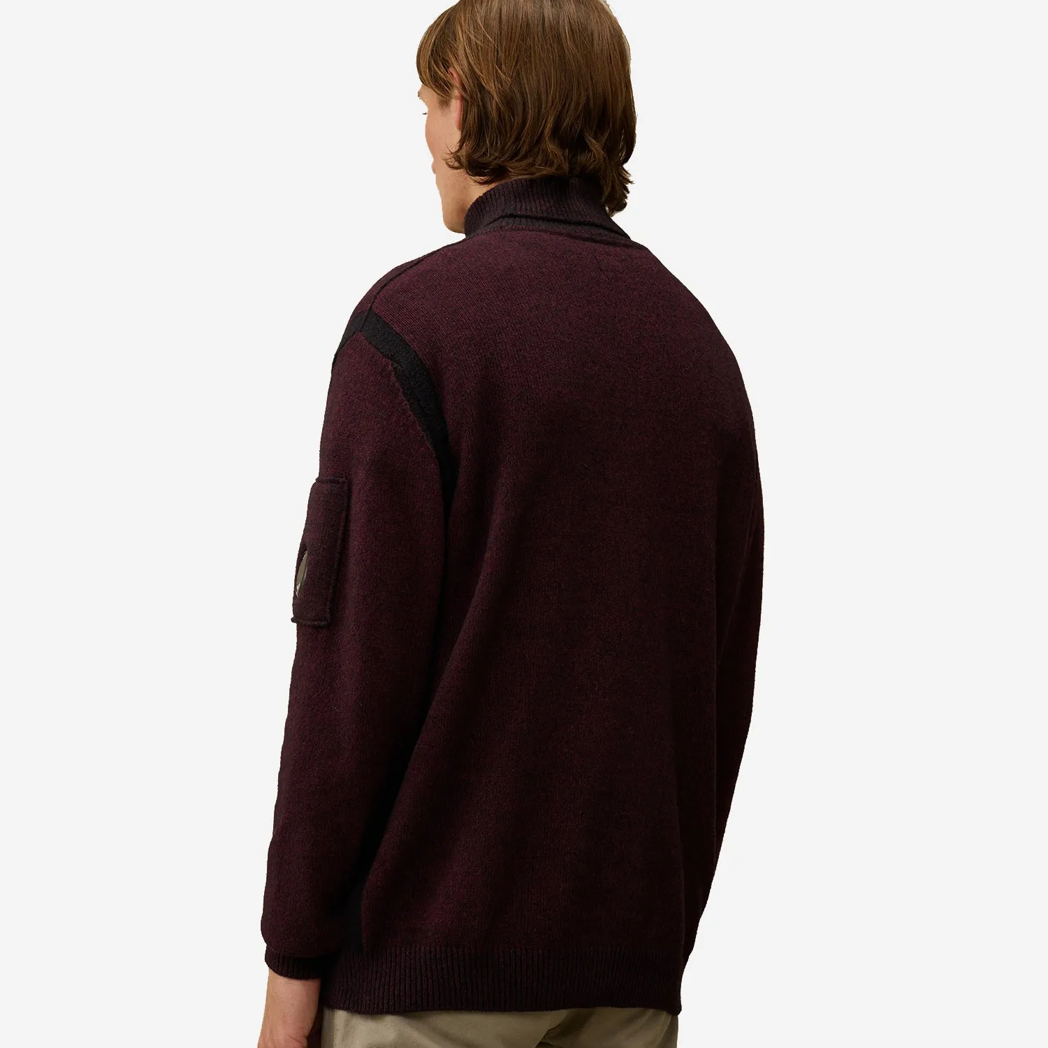 Fleece Knit Vanise Turtleneck Sweater - Potent Purple/Black