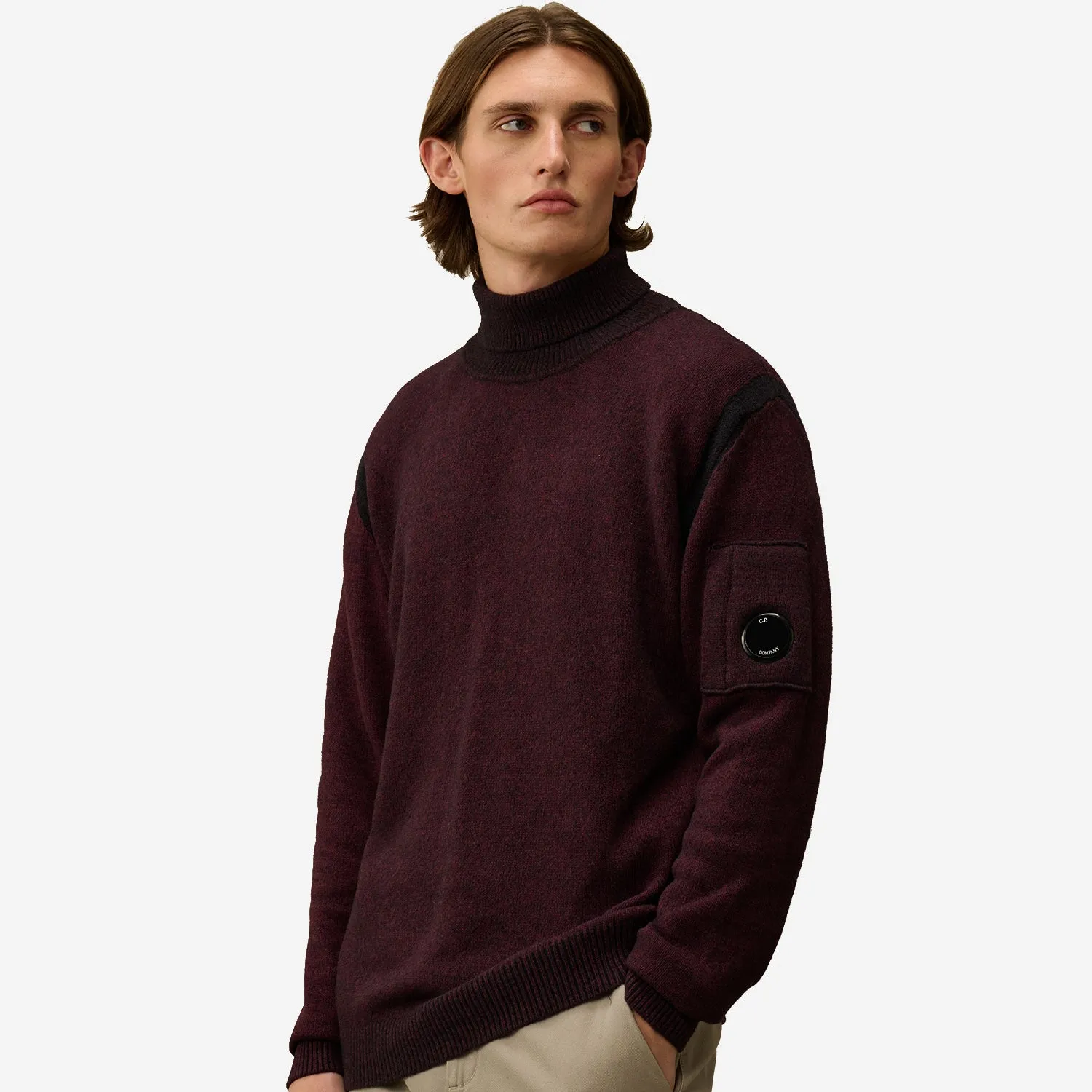 Fleece Knit Vanise Turtleneck Sweater - Potent Purple/Black