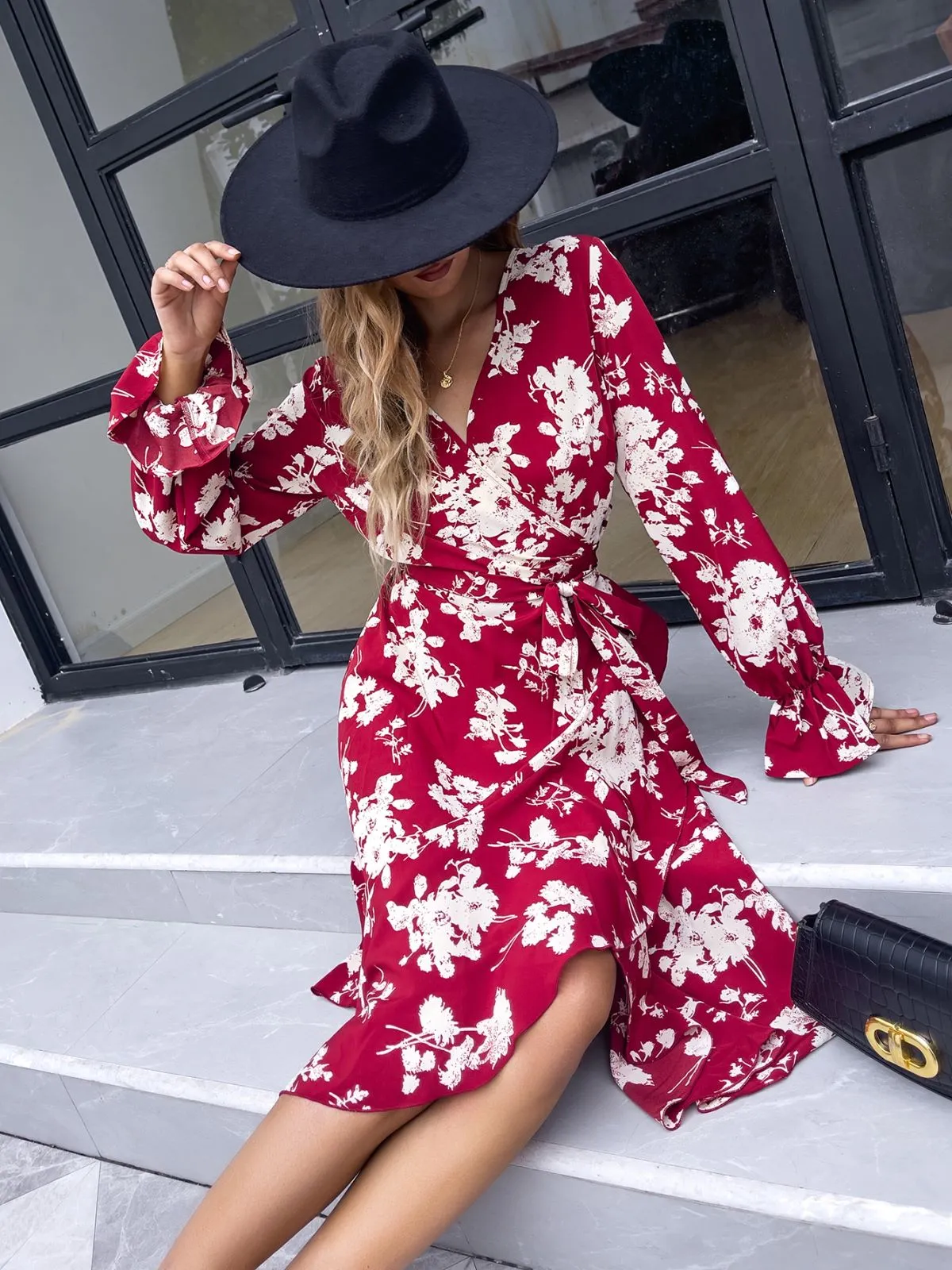 Floral Print Wrap Dress