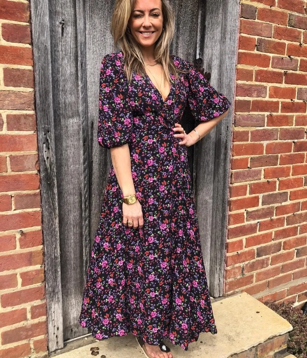 Floral Wrap Midi Dress