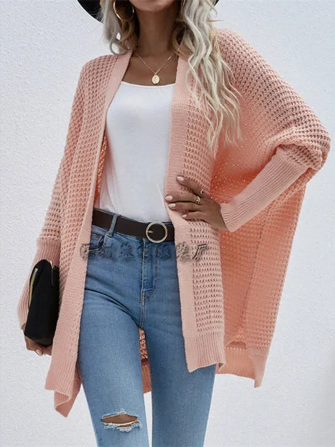 Flytonn-Fall Outfits Women Outwear Streetwear -hoco dresses homecoming dresses  women dress to impress -women  high street ins style -women's outerwear women's coat Women Casual Loose Fit Bat-wing Sleeve Knitted Sweaters Cardigan