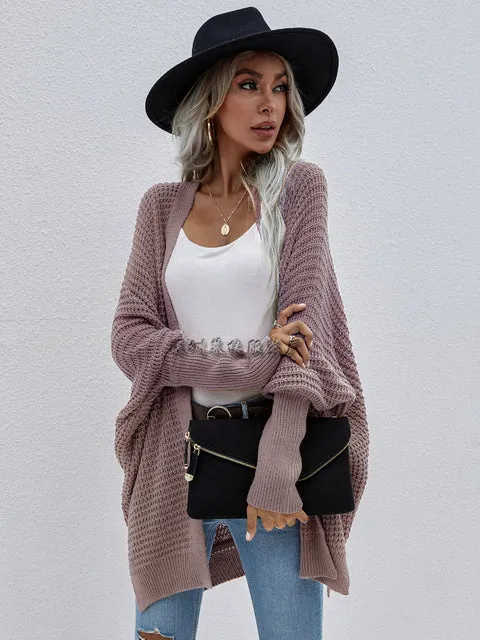 Flytonn-Fall Outfits Women Outwear Streetwear -hoco dresses homecoming dresses  women dress to impress -women  high street ins style -women's outerwear women's coat Women Casual Loose Fit Bat-wing Sleeve Knitted Sweaters Cardigan