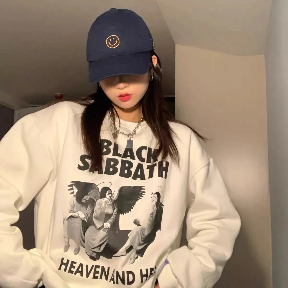 Flytonn-Retro sports style outfit streetwear 90s fashion Calelinka Black Sabbath Rock Band Print Street Style Women Sweatshirts Autumn Loose Thick Pullover Funny Graphic Gothic Jumper