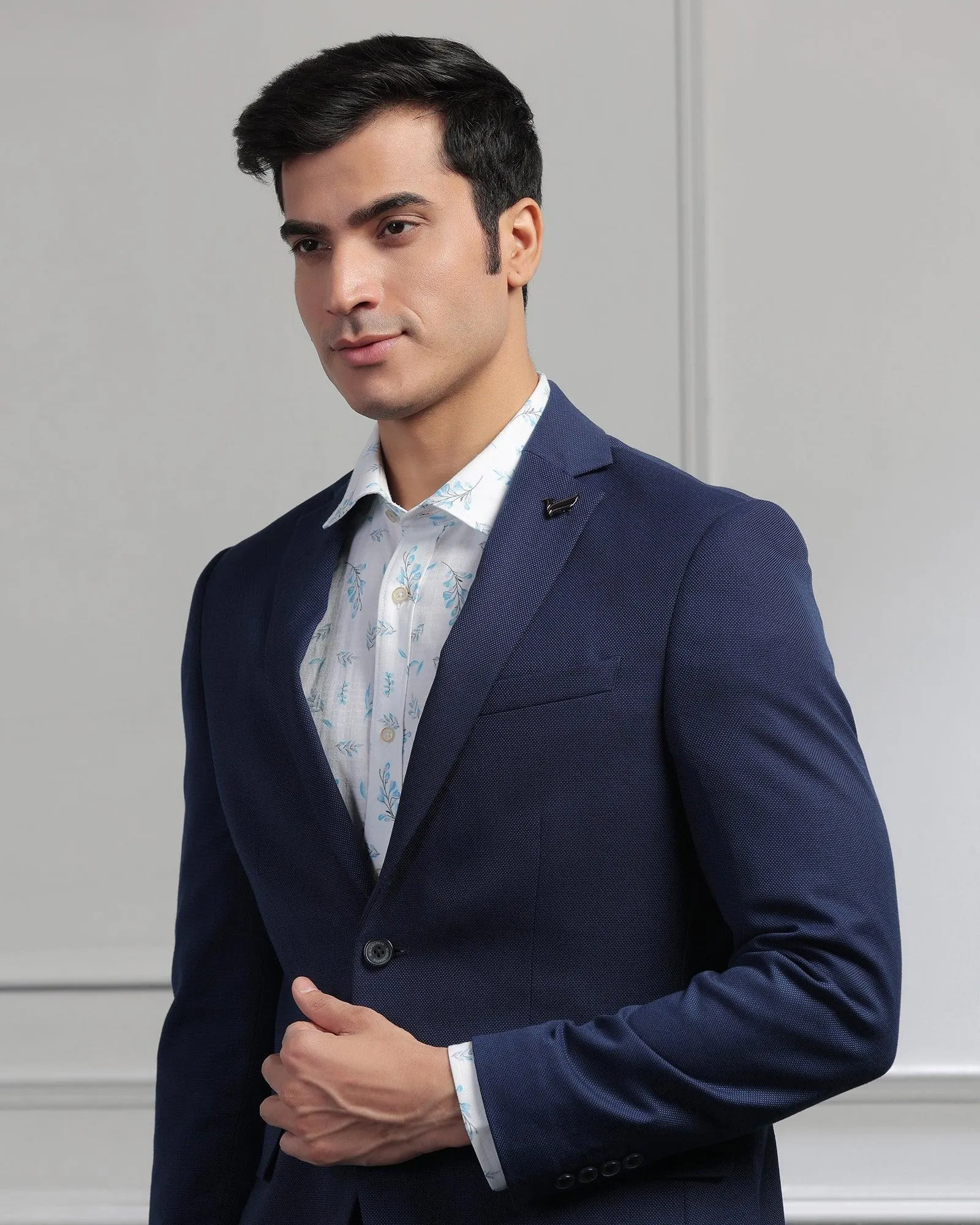 Formal Navy Textured Blazer - Garwin