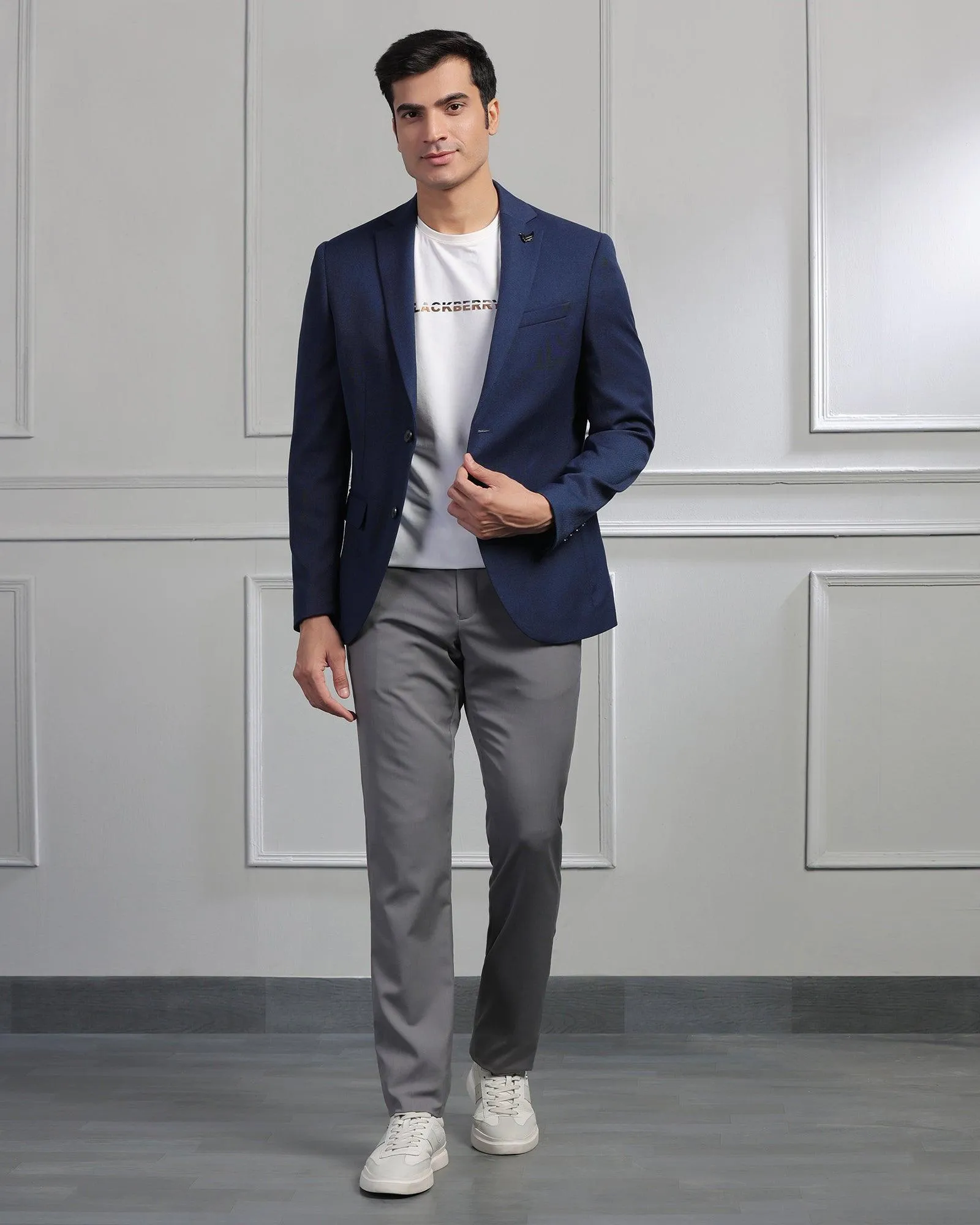 Formal Navy Textured Blazer - Garwin