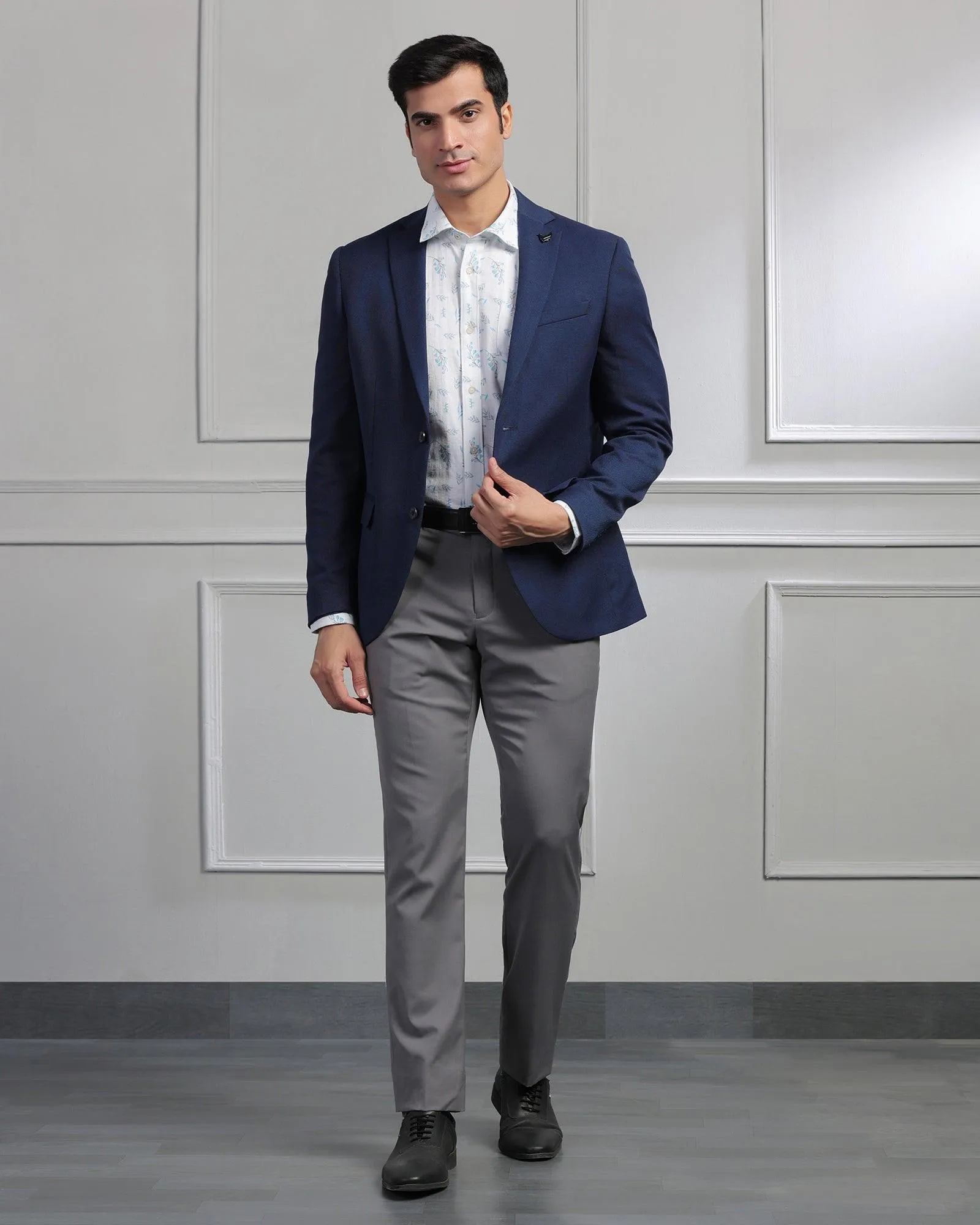 Formal Navy Textured Blazer - Garwin