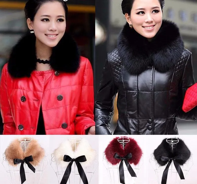 Fox Fur Collar Wrap Scarf