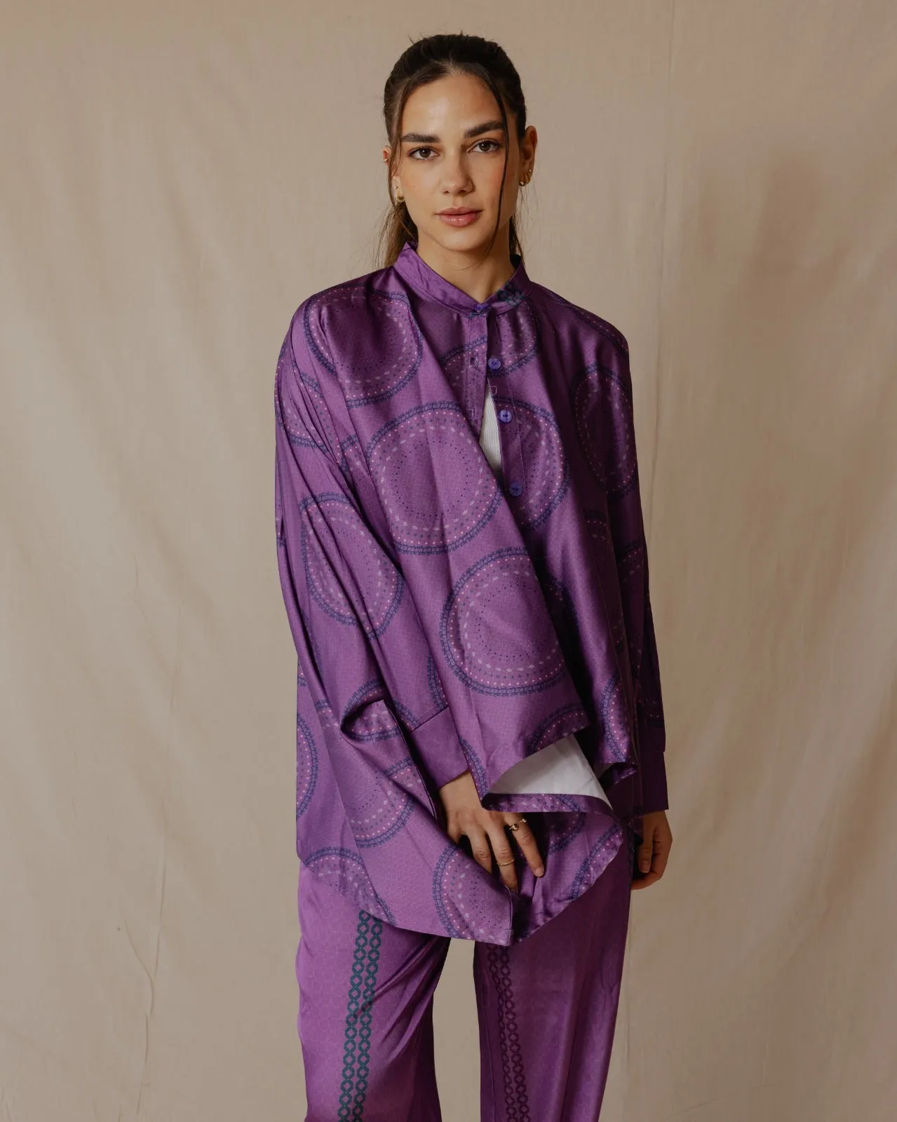 Geometric Lines Cape Set Purple