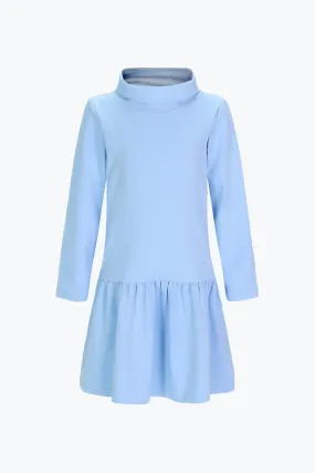 Girls Aria Turtleneck Dress in Ice Blue