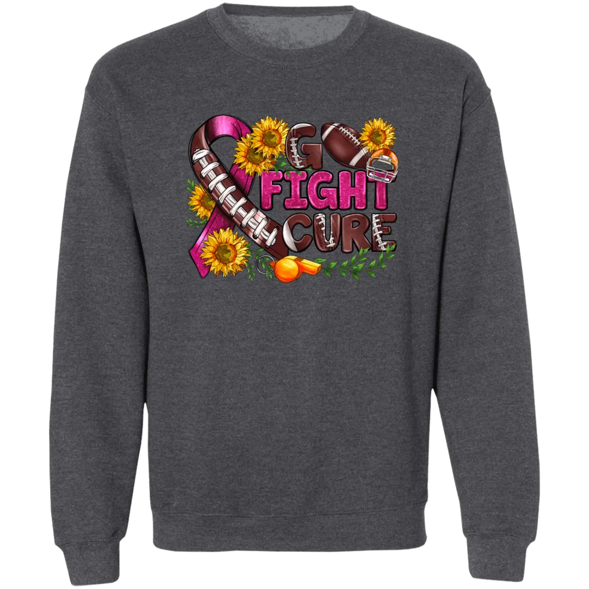 Go Fight Cure Unisex Crewneck Pullover Sweatshirt