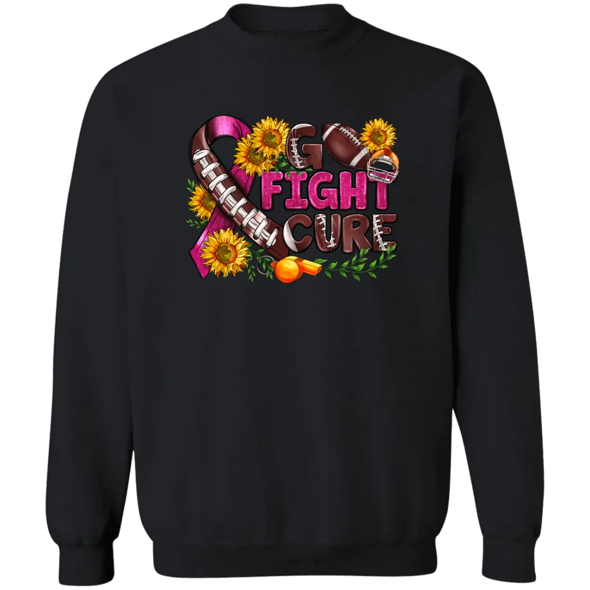 Go Fight Cure Unisex Crewneck Pullover Sweatshirt