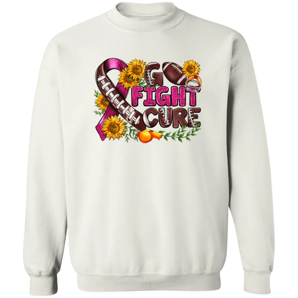 Go Fight Cure Unisex Crewneck Pullover Sweatshirt