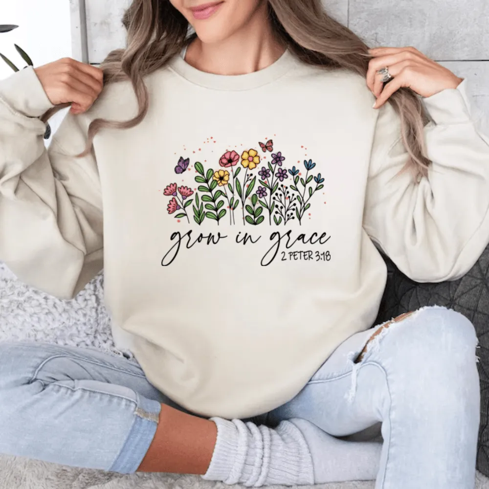 Grow in Grace Crewneck Pullover Sweatshirt