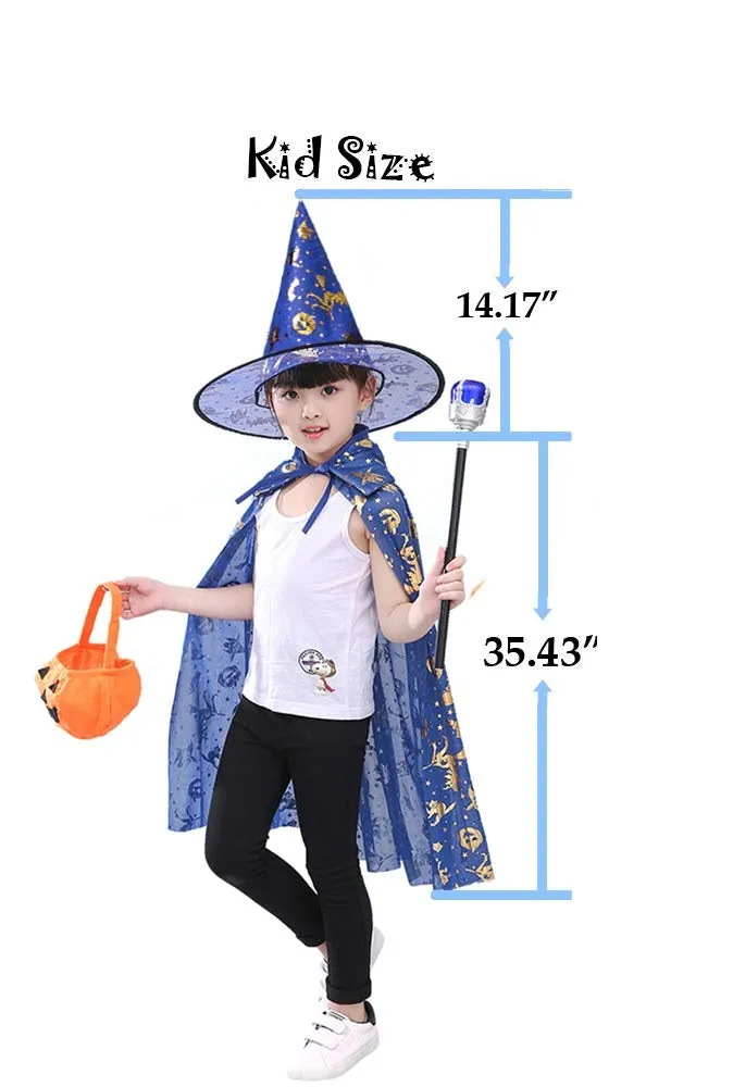 Halloween Cloak Cape Unisex Children Role Play Dress up Costume (Cape & Hat only)- Purple