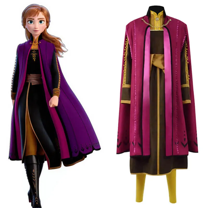 Halloween Frozen 2 Princess Anna Cosplay Costume For Adults