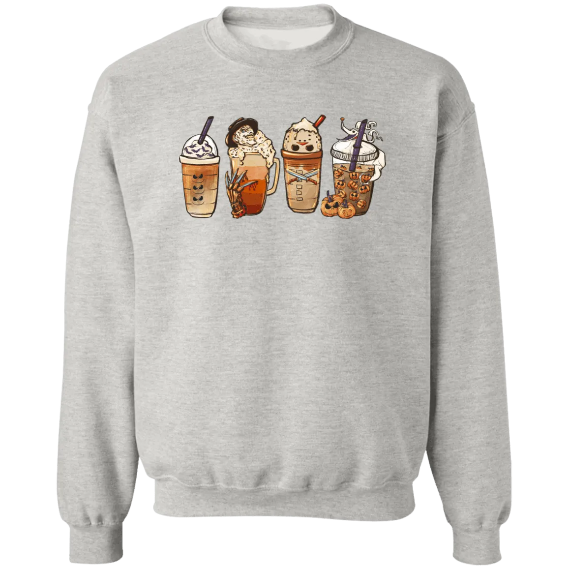 Halloween Latte Ladies Crewneck Pullover Sweatshirt