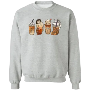 Halloween Latte Ladies Crewneck Pullover Sweatshirt