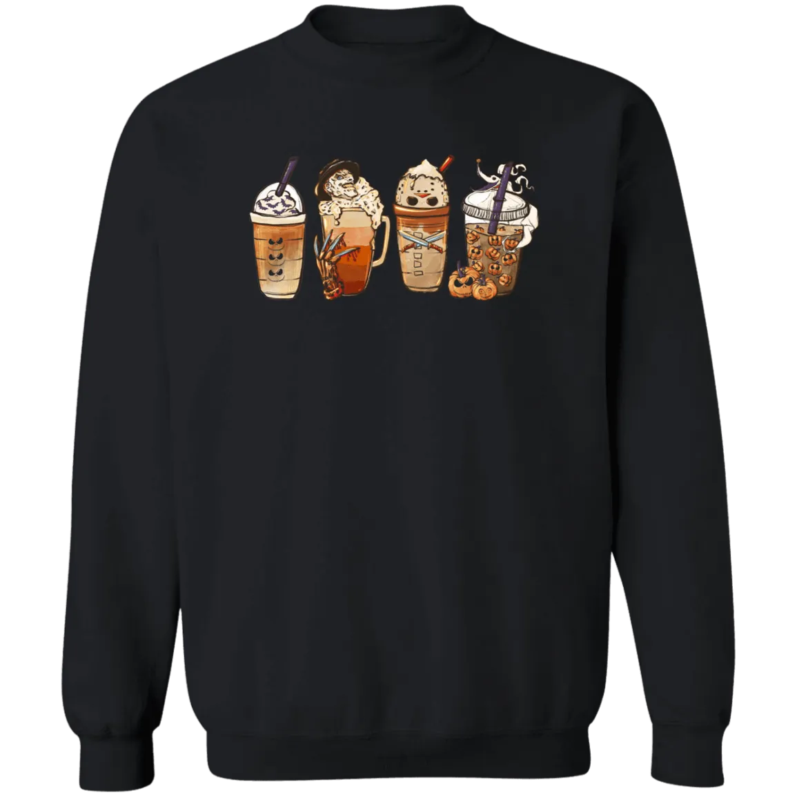 Halloween Latte Ladies Crewneck Pullover Sweatshirt