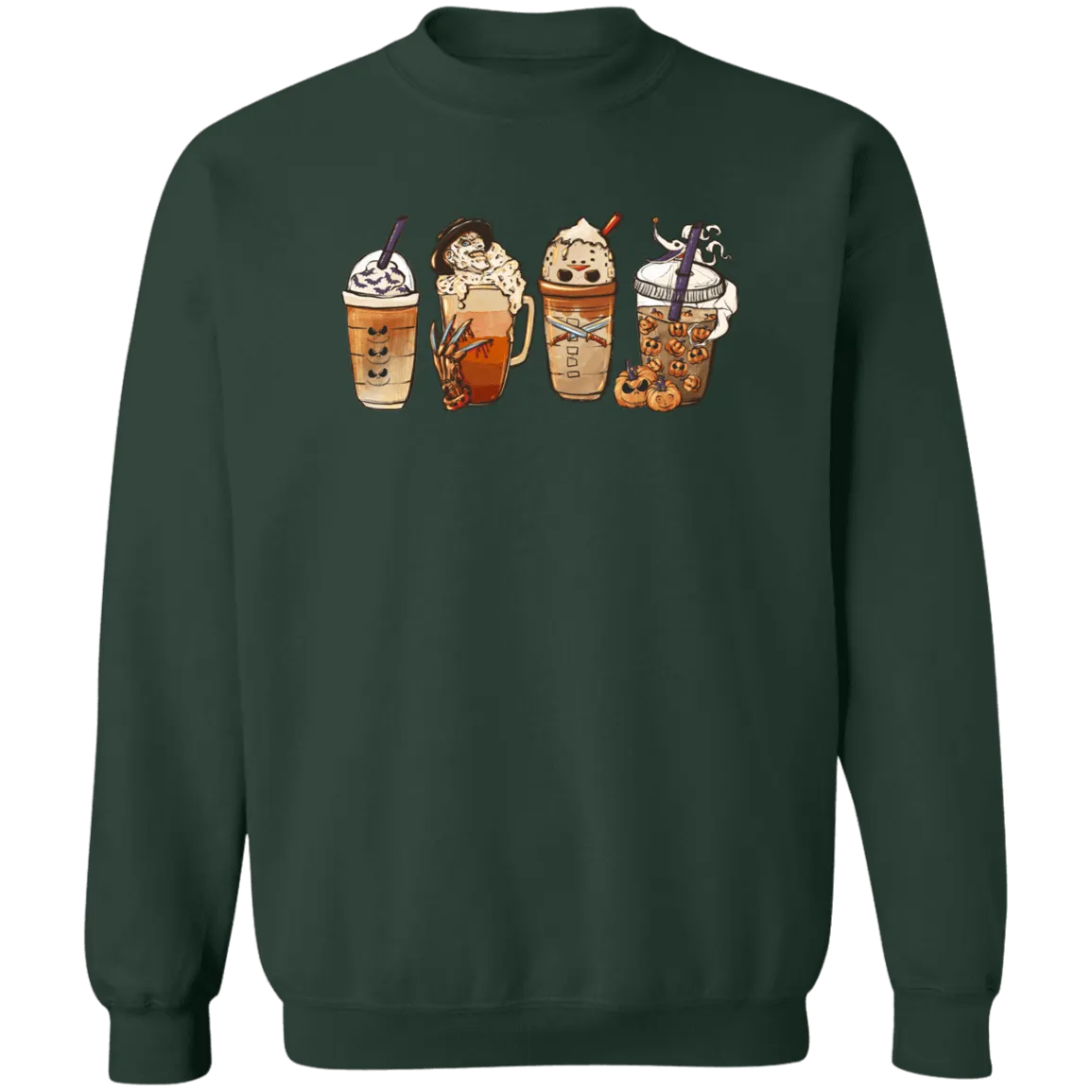 Halloween Latte Ladies Crewneck Pullover Sweatshirt