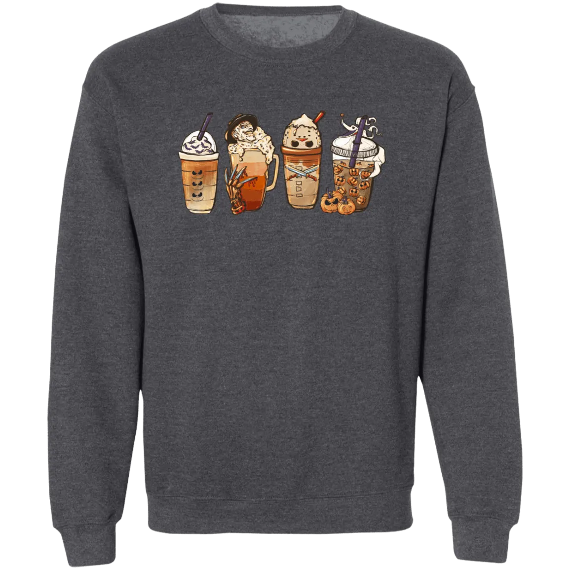 Halloween Latte Ladies Crewneck Pullover Sweatshirt