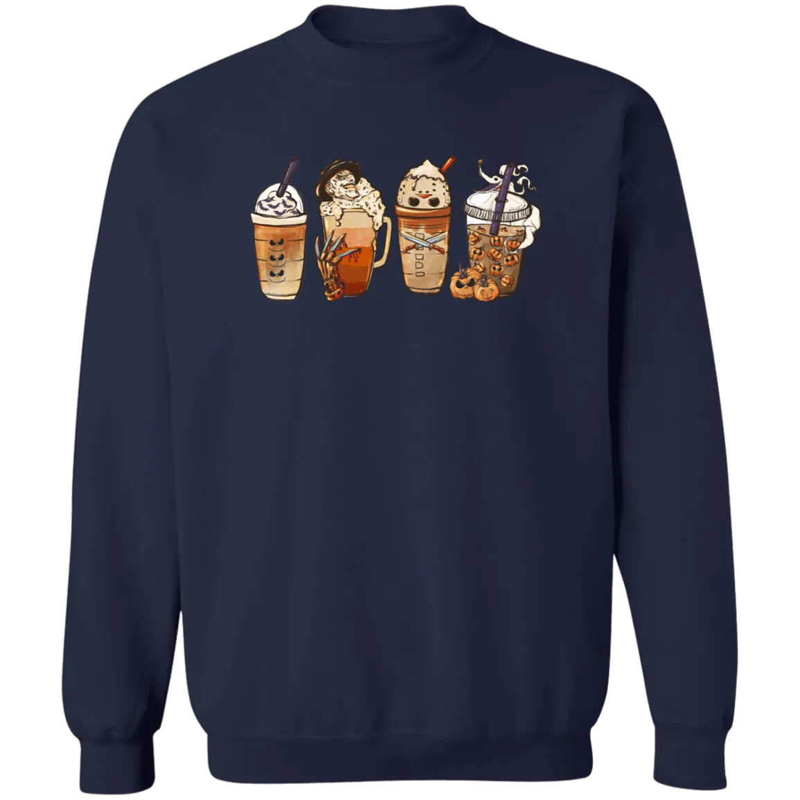 Halloween Latte Ladies Crewneck Pullover Sweatshirt