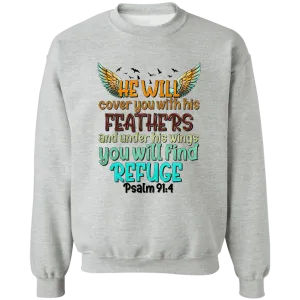 He will cover you Unisex Crewneck Pullover Sweatshirt