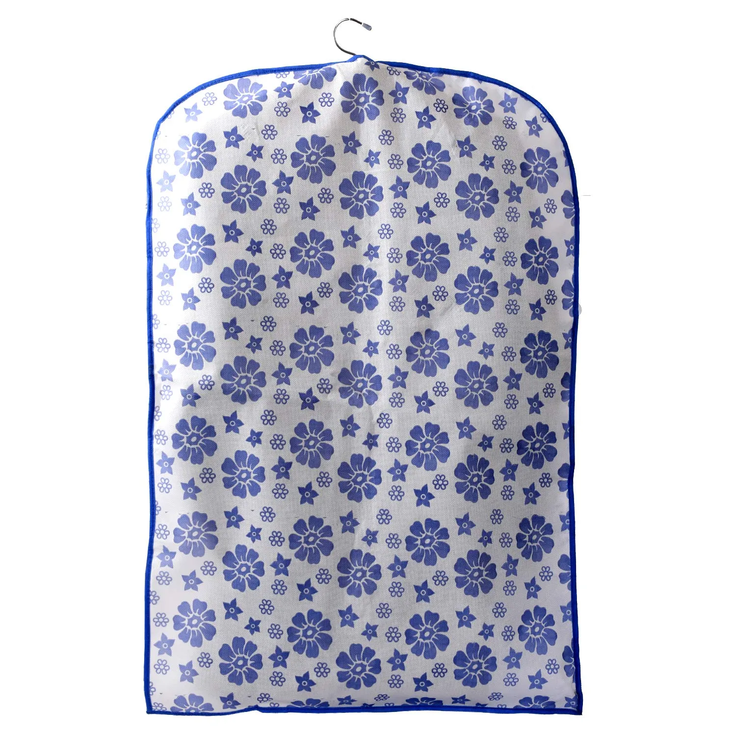 Heart Home Flower Printed 6 Pieces Half Transparent Non Woven Men's Coat Blazer Cover (Blue) - (CTHH015997)