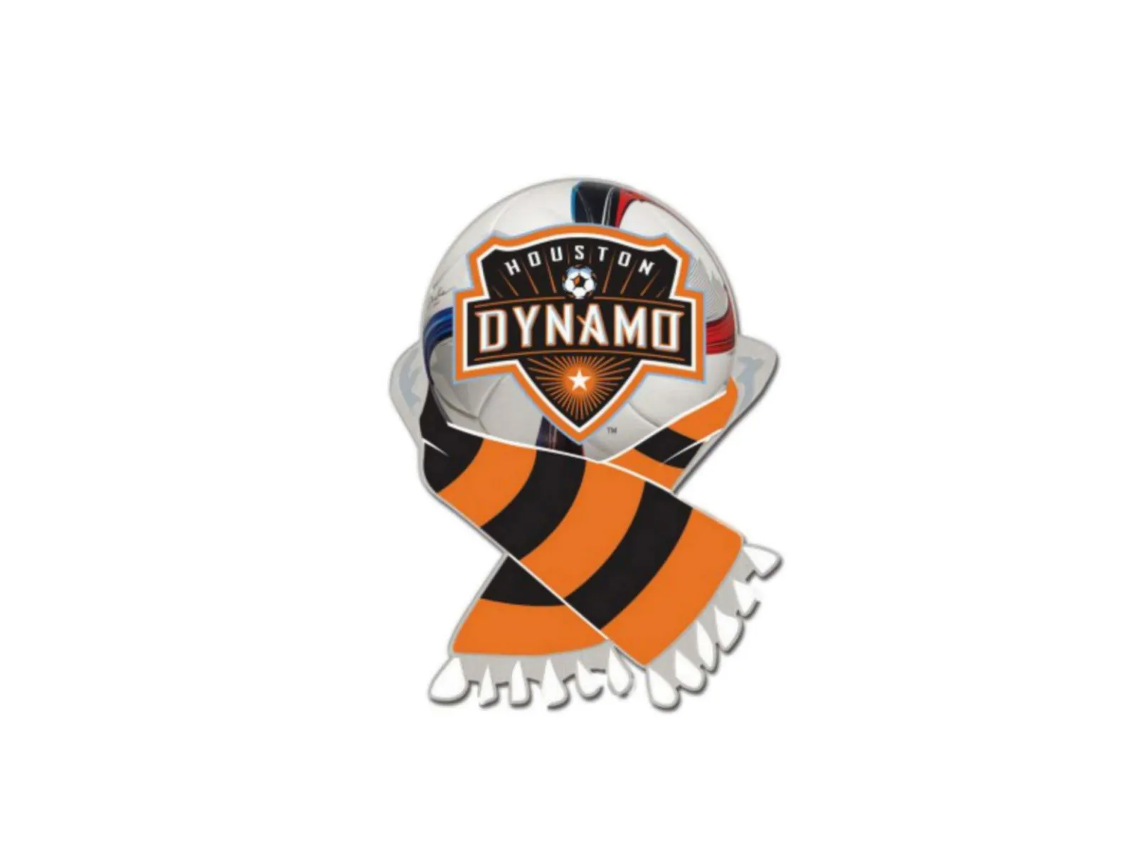 Houston Dynamo WinCraft Black & Orange Soccer Scarf Metal Lapel Pin