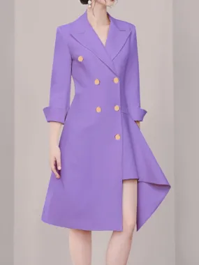 Irregular Notched Collar Blazer Dress