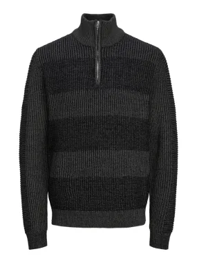 JACK & JONES JJHUGO KNIT HALF ZIP Black