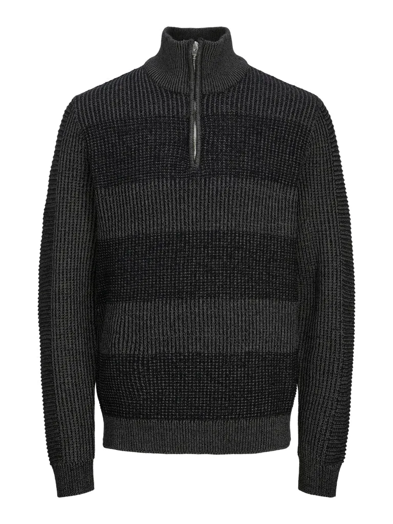 JACK & JONES JJHUGO KNIT HALF ZIP Black